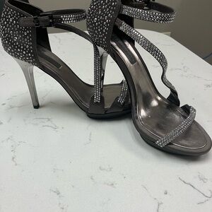 Elegant Silver Strappy Heels